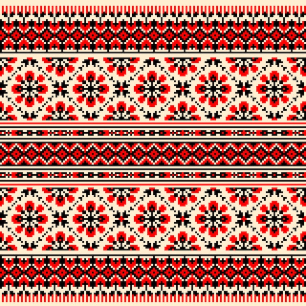 Free Vector | Vector illustration of ukrainian folk seamless pattern ...