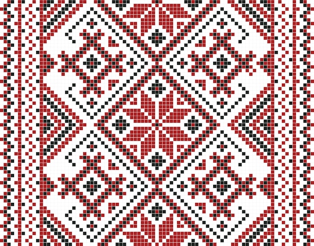 Vector illustration of ukrainian mosaic seamless pattern Premium Vector