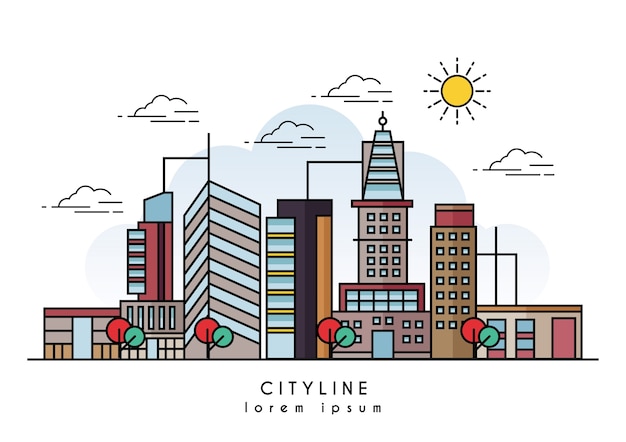 Download Vector illustration of urban landscape in flat line design | Premium Vector