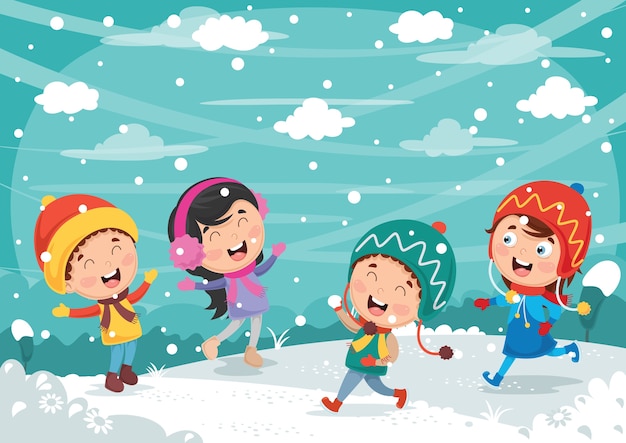 Premium Vector | Vector illustration of winter scene