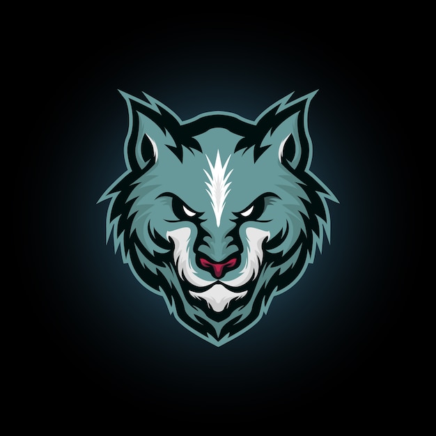 Premium Vector | Vector illustration of wolf head, blue wolf mascot ...