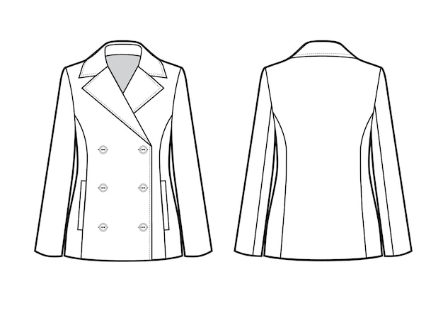 Premium Vector | Vector illustration of women's classic jacket. front ...