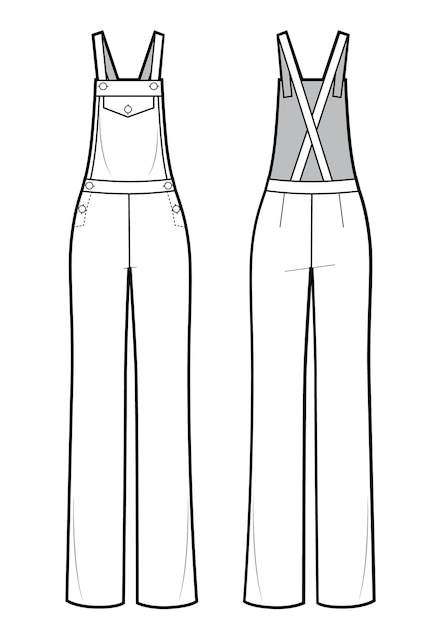 Premium Vector | Vector illustration of women's jumpsuit. front and back