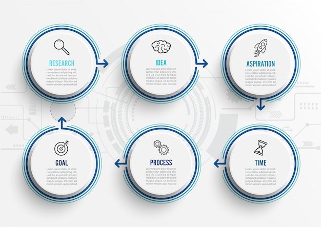 Vector infographic template with icons and 6 options or steps. Premium Vector