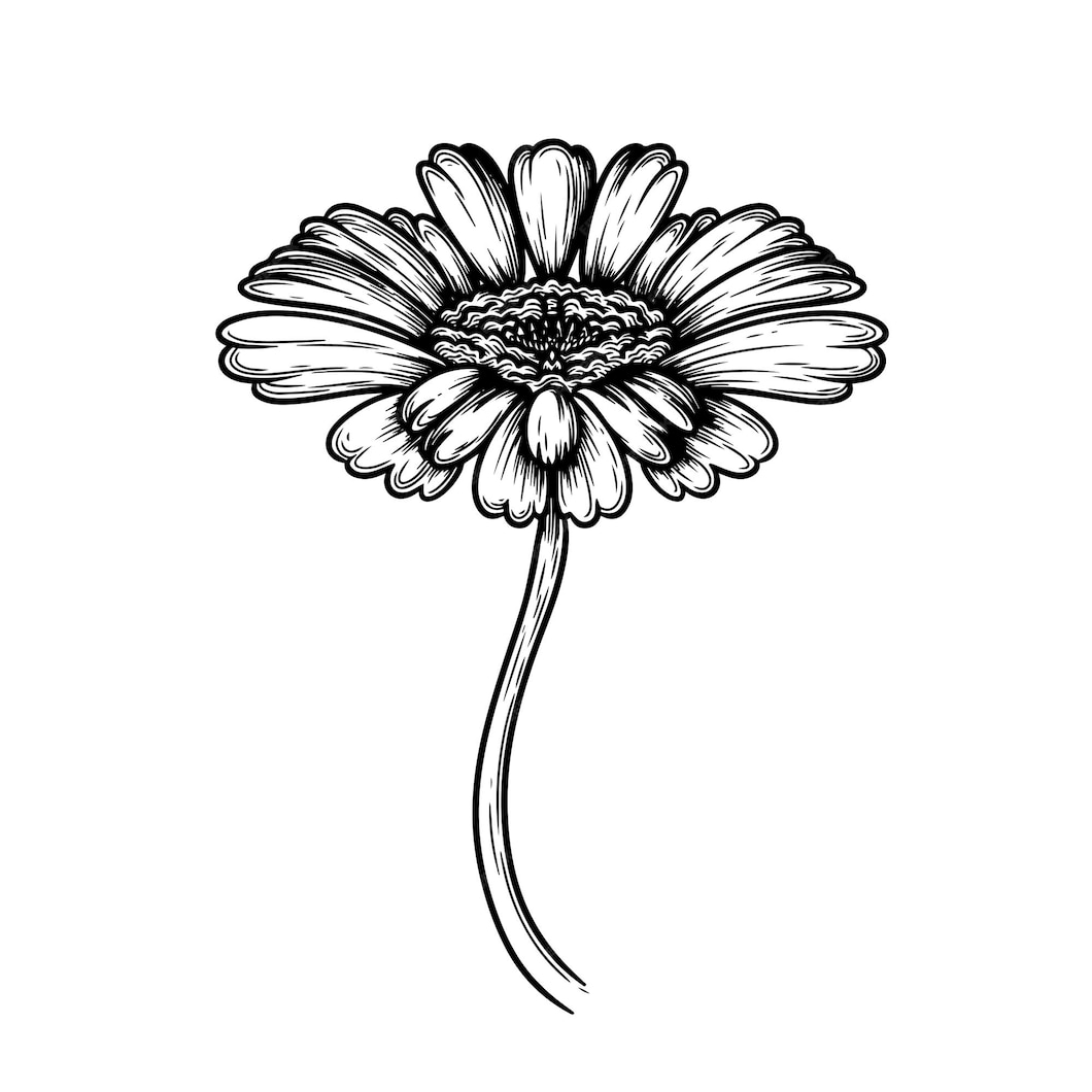 Premium Vector | Vector ink illustration of a flower