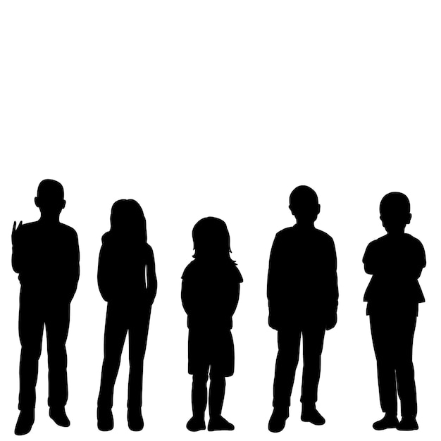 Premium Vector | Vector, isolated, silhouette group, a crowd of children