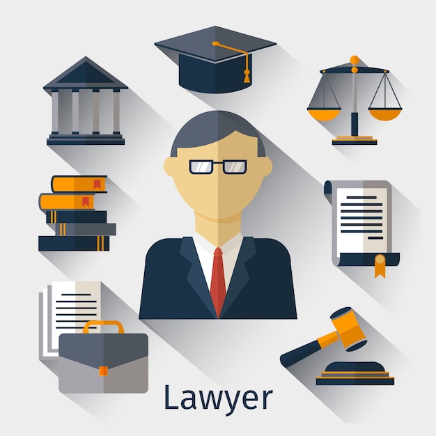 ベクトル弁護士 弁護士または法律家の概念の背景 弁護士および弁護士 法律家 弁護士のイラスト 無料のベクター