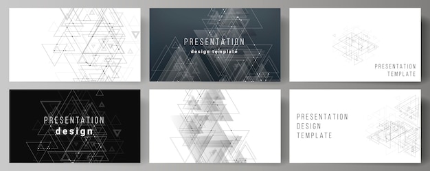 Vector layout of the presentation slides business templates, polygonal background with triangles Premium Vector