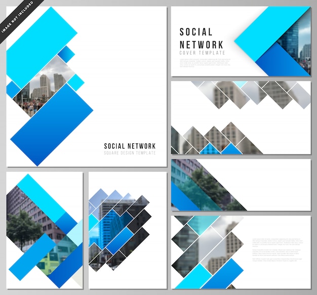 Vector layouts of social network mockups, abstract geometric pattern creative background Premium Vector