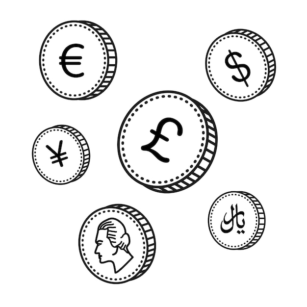 Premium Vector Vector line hand drawn coins