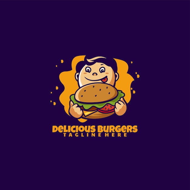 Premium Vector | Vector logo illustration burger boy mascot cartoon style