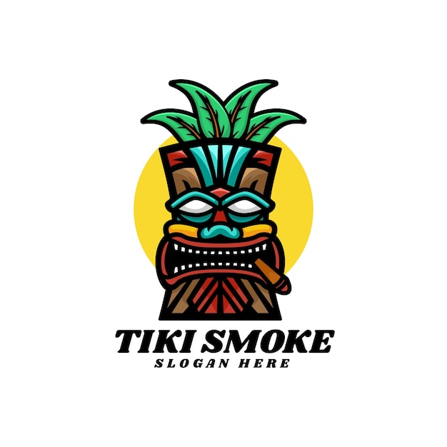 Premium Vector | Vector logo illustration tiki smoke mascot cartoon style