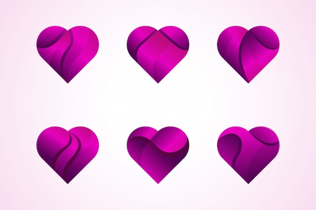 Premium Vector Vector Love Hearts Icons Logo Set 