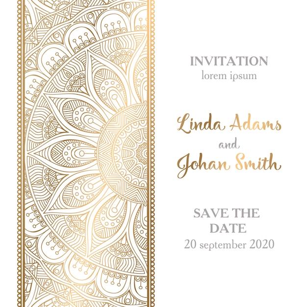 Download Vector luxury wedding invitation with mandala Vector ...