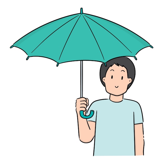 Premium Vector Vector of man using umbrella