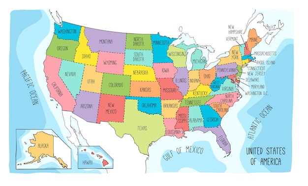 Premium Vector Vector Map Of The United States Of America