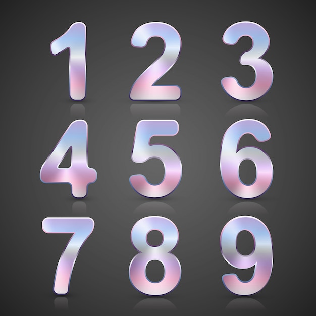 Premium Vector | Vector Metallic Silver Number Set