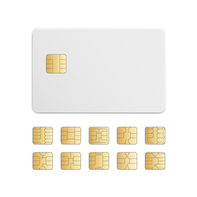 Premium Vector | Vector mobile cellular phone sim card chip set ...