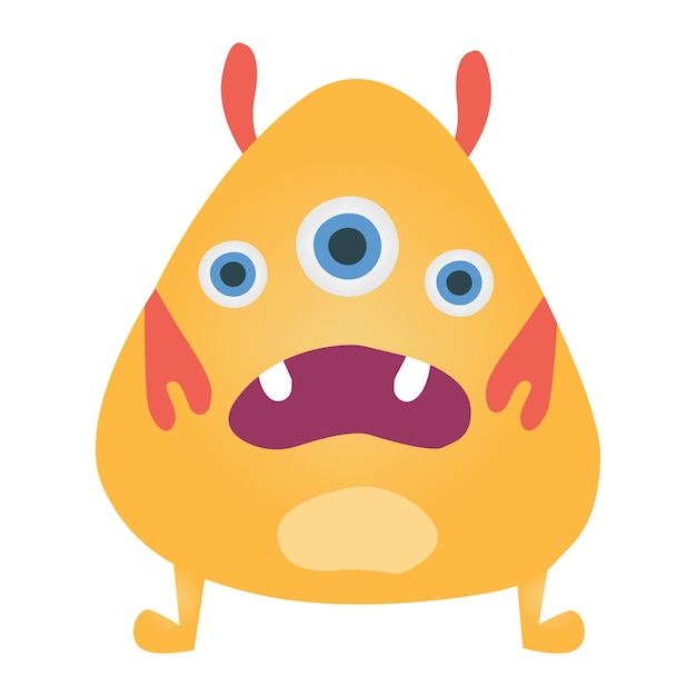 Premium Vector | A vector monster of orange color with ears, a smile ...