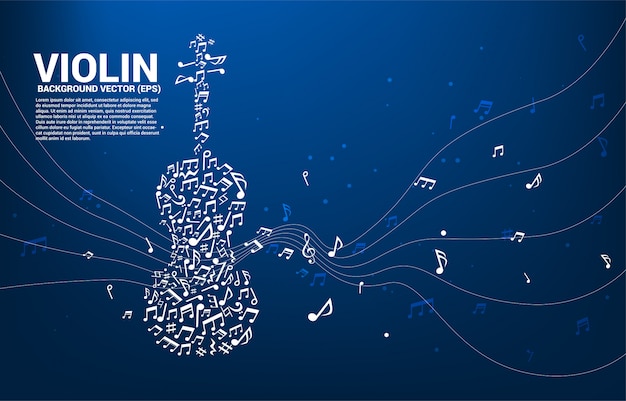 Vector music melody note dancing flow shape violin icon . Premium Vector