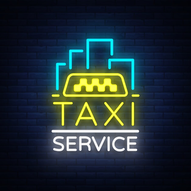 Premium Vector | Vector neon taxi logo