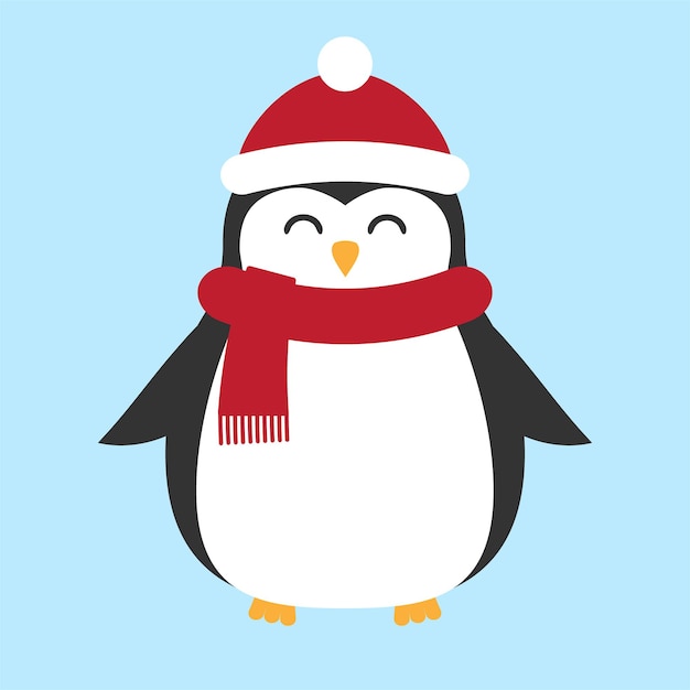 Premium Vector | Vector penguin in hat and scarf