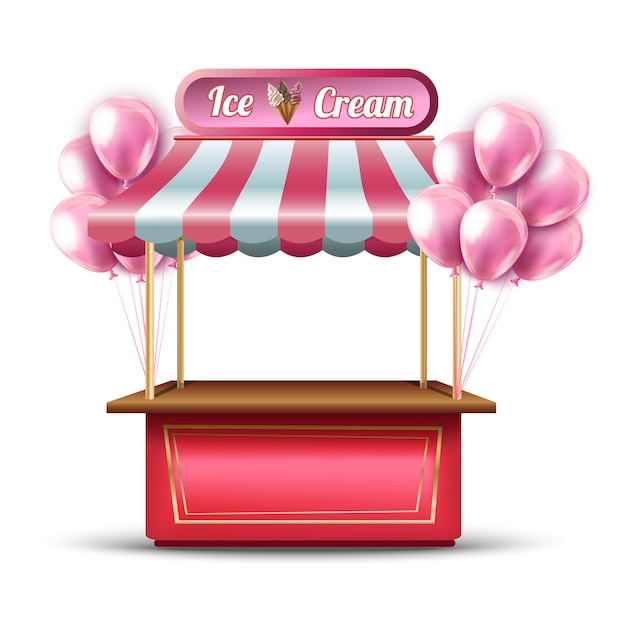 Premium Vector | Vector pink ice cream opening shop booth ...