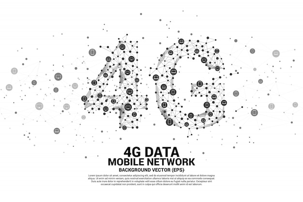 Vector polygon dot connect line shaped 4g mobile network Premium Vector