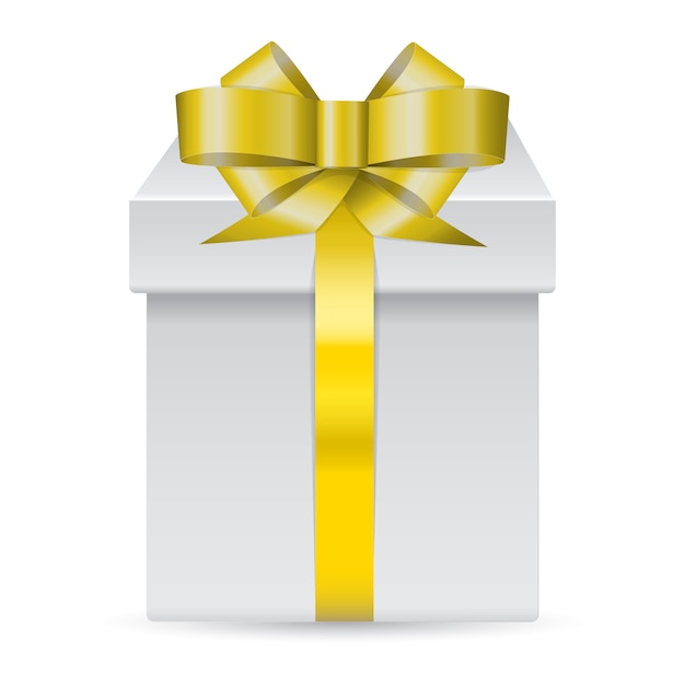 Premium Vector | Vector present box decorated with gold ribbon isolated ...