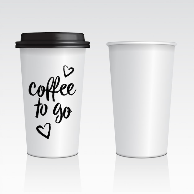Download Premium Vector | Vector realistic blank mock up paper cups with plastic lid.