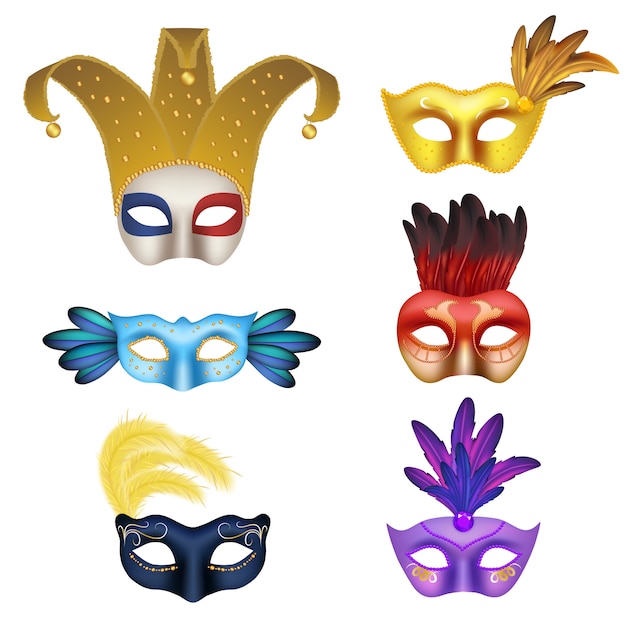 Download Vector realistic carnival mask icon set. handmade ...