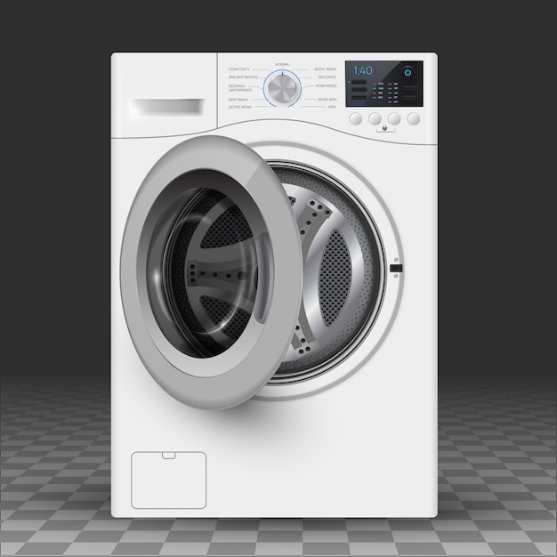 洗濯機のベクトルのリアルなイラスト プレミアムベクター