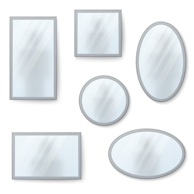 Vector realistic mirrors set with blurry reflection Premium Vector