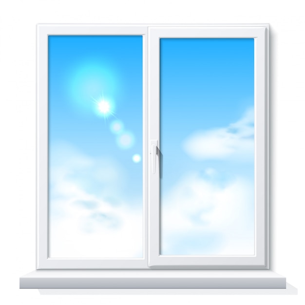 Vector realistic pvc window white blank mockup | Premium Vector