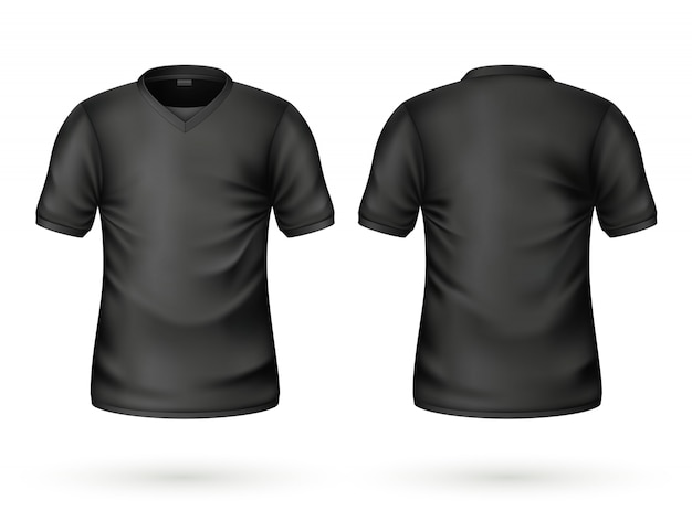 Vector realistic t-shirt black blank mockup | Premium Vector