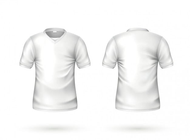 Vector realistic t-shirt white blank mockup | Premium Vector