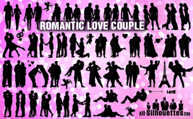 Vector romantic love couple all silhouettes Vector | Free ...