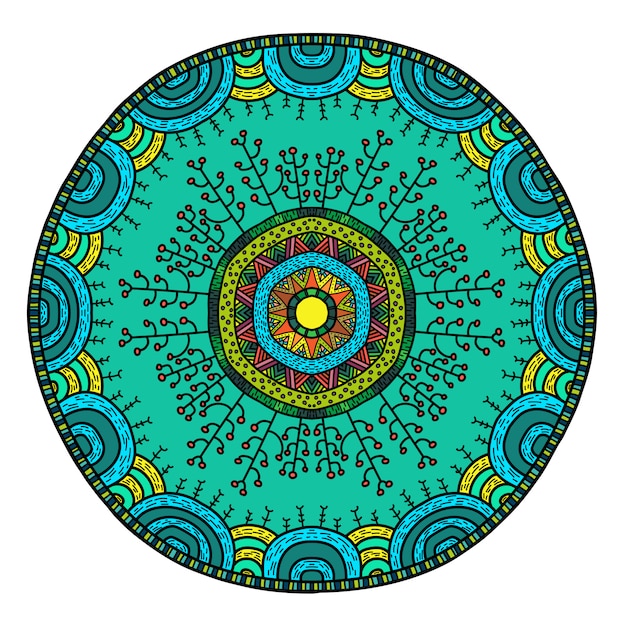 Vector round mandala in childish style. Vector | Premium Download