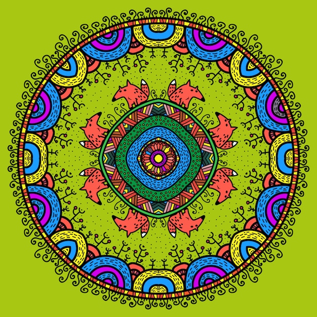 Download Vector round mandala in childish style. Vector | Premium ...