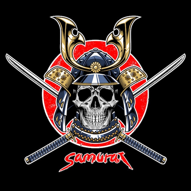 Premium Vector | Vector of samurai skull warrior emblem