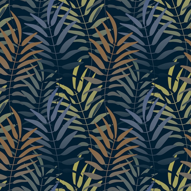 Vector seamless pattern. colorful background with jungle motif. botanical tropical backgro Premium Vector