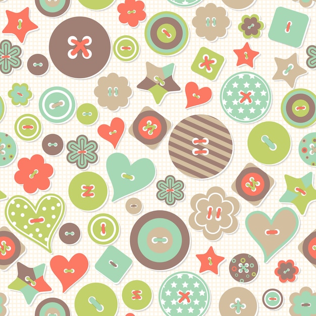 Vector seamless pattern. colorful creative background of colored buttons different form Premium Vector