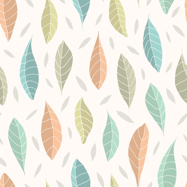 Premium Vector | Vector seamless pattern with leaves on white background
