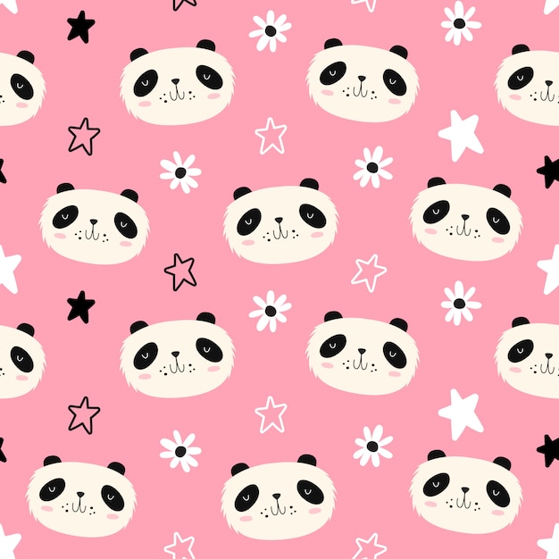 Premium Vector | Vector seamless pattern with pandas