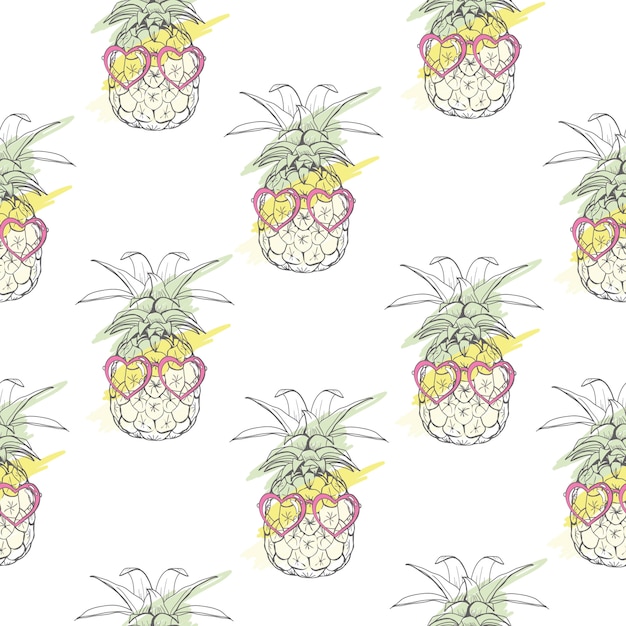 Vector seamless pattern with pineapples Premium Vector