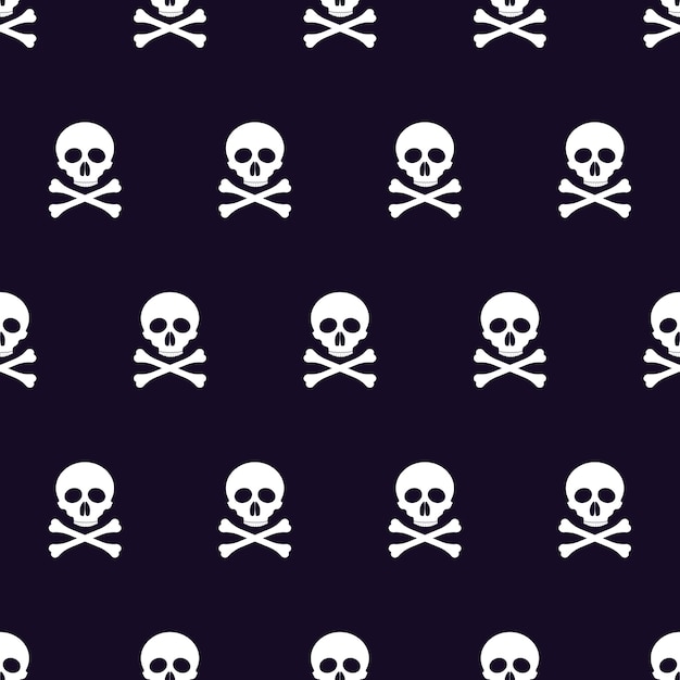 Premium Vector | Vector seamless pattern with skulls and bones black ...