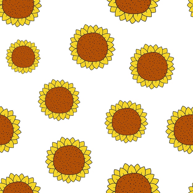 Premium Vector | Vector seamless pattern with sunflowers on a white ...