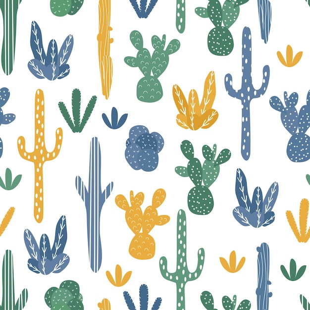 Premium Vector Vector Seamless Pattern With Various Cacti Bright Cute Cacti 3920