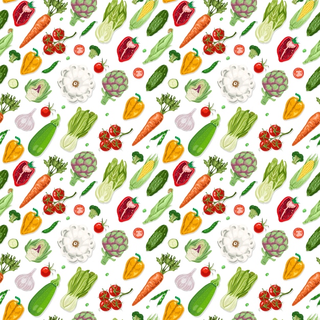 Premium Vector | Vector seamless pattern with vegetables