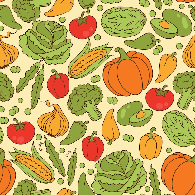 Premium Vector | Vector seamless pattern with vegetables.